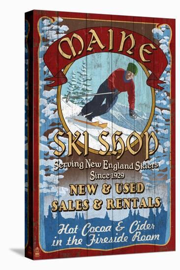 Maine Ski Shop-Lantern Press-Stretched Canvas