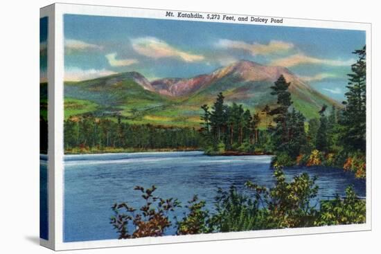 Maine - View of Mount Katahdin and Daicey Pond-Lantern Press-Stretched Canvas