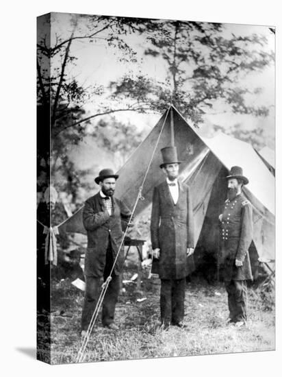 Maj. Allan Pinkerton, US President Abraham Lincoln and Gen. John McClernand, during the Civil War-Alexander Gardner-Premier Image Canvas