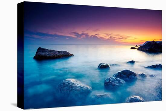 Majestic Summer Sunset over the Sea. Dramatic Sky. Crimea, Ukraine, Europe. Beauty World.-Leonid Tit-Premier Image Canvas