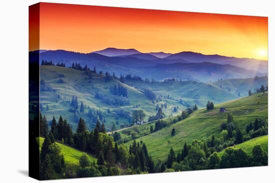 Majestic Sunset in the Mountains Landscape. Dramatic Sky. Carpathian, Ukraine, Europe. Beauty World-Creative Travel Projects-Premier Image Canvas