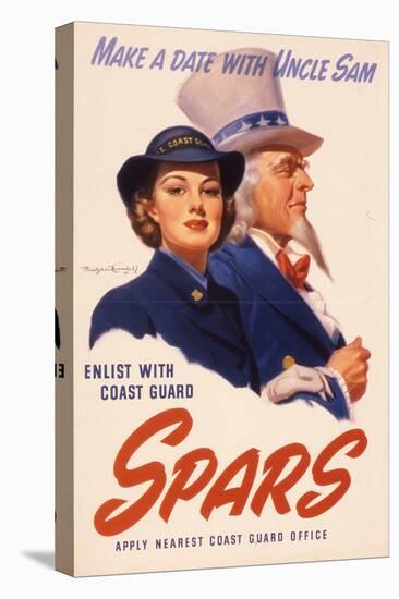 Make a Date with Uncle Sam. Enlist with Coast Guard Spars, US Coast Guard Women's Reserve Poster-null-Premier Image Canvas