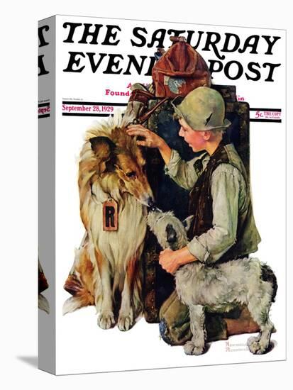 "Making Friends" or "Raleigh Rockwell" Saturday Evening Post Cover, September 28,1929-Norman Rockwell-Premier Image Canvas