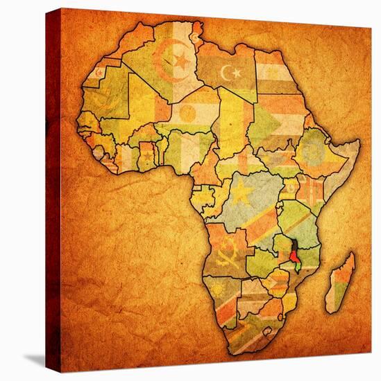 Malawi on Actual Map of Africa-michal812-Stretched Canvas