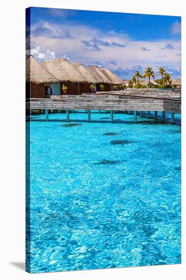 Maldives Bungalows &Blue Water-null-Stretched Canvas