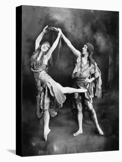 Male and Female Ballet Dancers Performing in Costume-null-Stretched Canvas