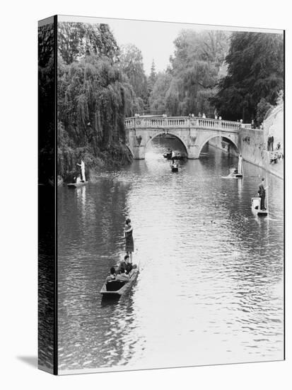 Male and Female Students Punting at Cambridge on the River Cam-Henry Grant-Premier Image Canvas