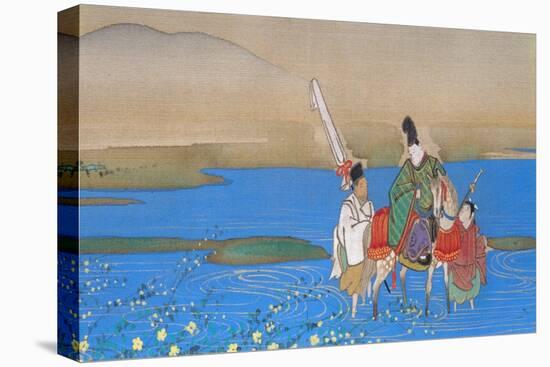 Male courtier on horseback crossing river, c.1839-Sakai Oho-Premier Image Canvas