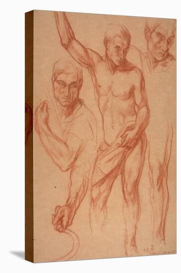 Male Figure Study with Re-Studies of Head, Arms, Shoulder, and Leg (Sketches for Centre Panel of Au-Charles Haslewood Shannon-Premier Image Canvas