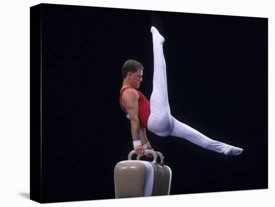 Male Gymnast Performing on the Pomell Horse-null-Premier Image Canvas