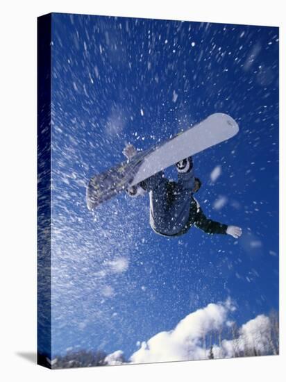 Male Snowboarder Flying Throught the Air-null-Premier Image Canvas