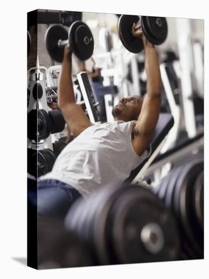 Male Working Out with Weights in a Health Club, Rutland, Vermont, USA-Chris Trotman-Premier Image Canvas