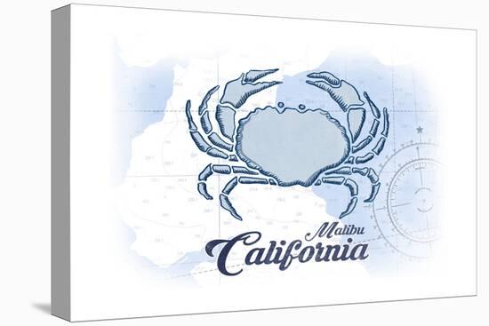Malibu, California - Crab - Blue - Coastal Icon-Lantern Press-Stretched Canvas