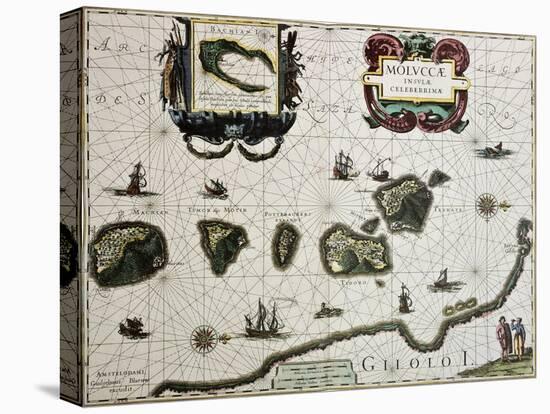 Maluku Island Old Map. Created By Willem Blaeu, Published In Amsterdam 1630-marzolino-Stretched Canvas