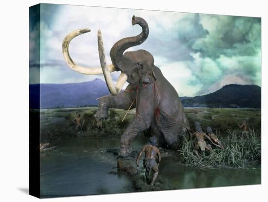 Mammoth Hunt, Lower Paleolithic era, Reconstruction-null-Premier Image Canvas