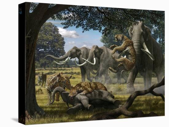 Mammoths And Sabre-tooth Cats, Artwork-Mauricio Anton-Premier Image Canvas