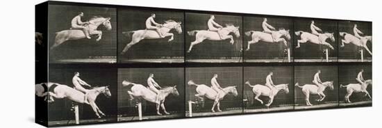 Man and horse jumping a fence, plate 643 from 'Animal Locomotion', 1887-Eadweard Muybridge-Premier Image Canvas