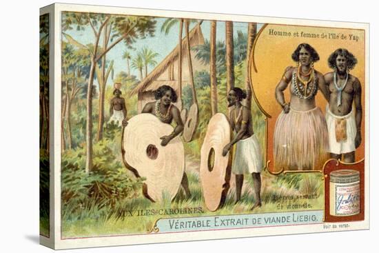 Man and Woman from the Island of Yap, and Stomes Used as Money, Caroline Islands-null-Premier Image Canvas