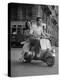 Man and Woman Riding a Vespa Scooter-Dmitri Kessel-Premier Image Canvas