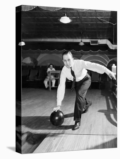 Man Bowling in Tie and Slacks-Philip Gendreau-Premier Image Canvas