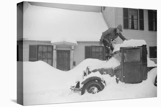 Man Clearing Snow from Truck after Heavy Snowfall, Vermont, 1940-Marion Post Wolcott-Premier Image Canvas