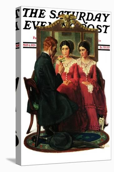 "Man Courting Two Sisters" Saturday Evening Post Cover, May 4,1929-Norman Rockwell-Premier Image Canvas