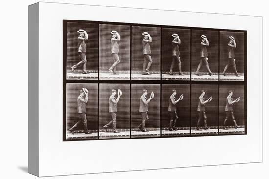 Man Doffing His Boater, Plate 44 from Animal Locomotion, 1887 (B/W Photo)-Eadweard Muybridge-Premier Image Canvas