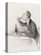 Man Eating Oysters and Wine-Honore Daumier-Premier Image Canvas