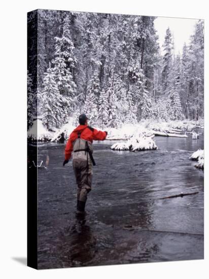 Man Fly Fishing in Fall River, Oregon, USA-Janell Davidson-Premier Image Canvas