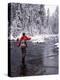 Man Fly Fishing in Fall River, Oregon, USA-Janell Davidson-Premier Image Canvas