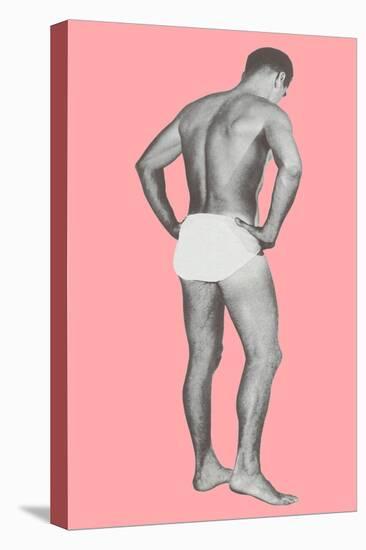 Man in Jockey Shorts with Pink Background-null-Stretched Canvas