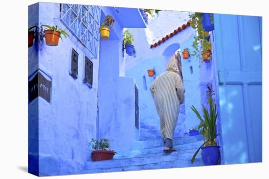 Man in Robe, Chefchaouen, Morocco, North Africa-Neil Farrin-Premier Image Canvas