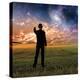 Man in Suit Touches Sky Creating Ripples-rolffimages-Premier Image Canvas