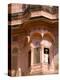 Man in Window of Fort Palace, Jodhpur at Fort Mehrangarh, Rajasthan, India-Bill Bachmann-Premier Image Canvas