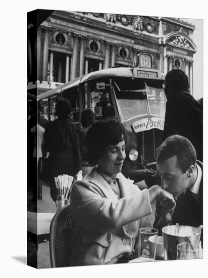 Man Kissing Woman's Hand at the Cafe de La Place de L'Opera-Loomis Dean-Premier Image Canvas