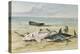 Man Measuring Two Dead Sharks on a Beach, Walvis Bay, Namibia, 1861-Thomas Baines-Premier Image Canvas
