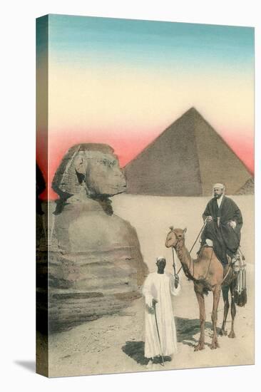 Man on Camel, Sphinx, Pyramid-null-Stretched Canvas