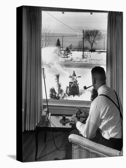 Man Operating Remote Control Snow Plow-Joe Scherschel-Premier Image Canvas