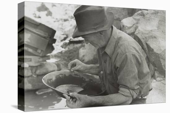 Man Panning Gold at Pinos Altos, New Mexico-Russell Lee-Stretched Canvas