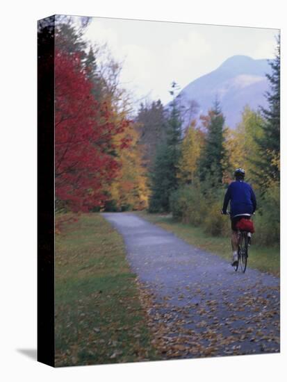 Man Riding on Paved Trail, Franconia Notch, New Hampshire, USA-Merrill Images-Premier Image Canvas