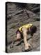 Man Rock Climbing While Tethered to Another Climber Below-null-Premier Image Canvas