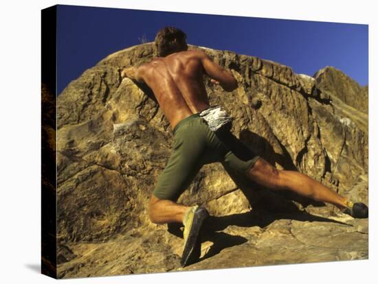 Man Rock Climbing Without Equipment-null-Premier Image Canvas