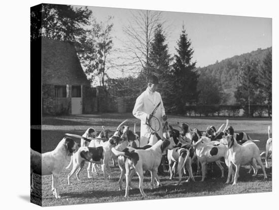 Man Standing with Group of Hounds at Rolling Rock Fox Hunt-Thomas D^ Mcavoy-Premier Image Canvas