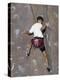 Man Wall Climbing Indoors with Equipment-null-Premier Image Canvas