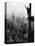 Man Waving from Empire State Building Construction Site-null-Premier Image Canvas