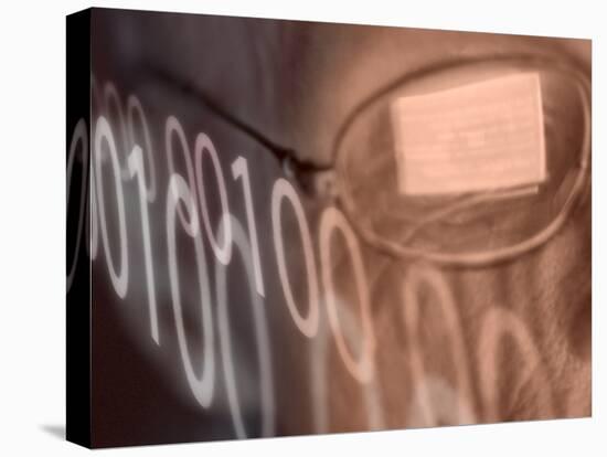 Man with Computer Screen Reflected in Glasses and Binary Code-null-Premier Image Canvas