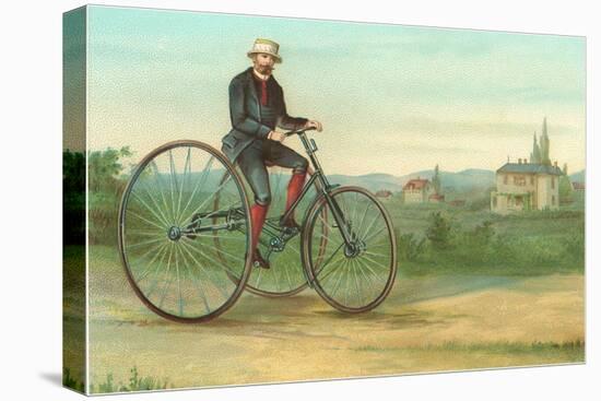 Man with Large Tricycle-null-Stretched Canvas