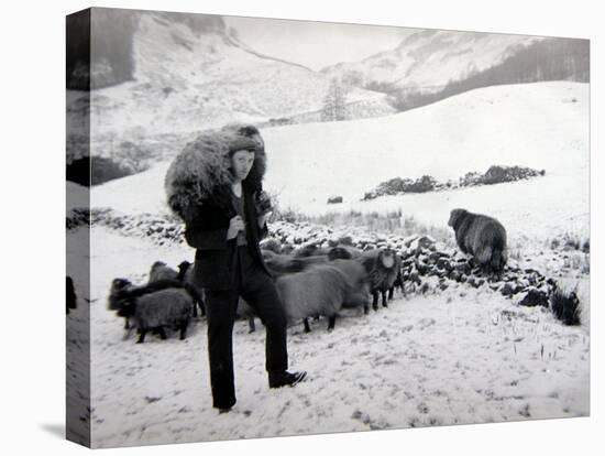 Man with Sheep on Snowy Hills, 1943-null-Premier Image Canvas