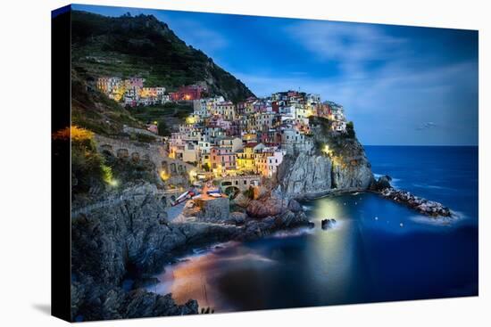 Manarola Night, Cinque Terre, Liguria, Italy-George Oze-Premier Image Canvas