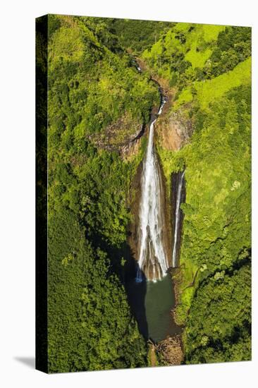 Manawaiopuna Falls (aerial) also known as Jurassic Park Falls, Hanapepe Valley, Kauai, Hawaii, USA.-Russ Bishop-Premier Image Canvas